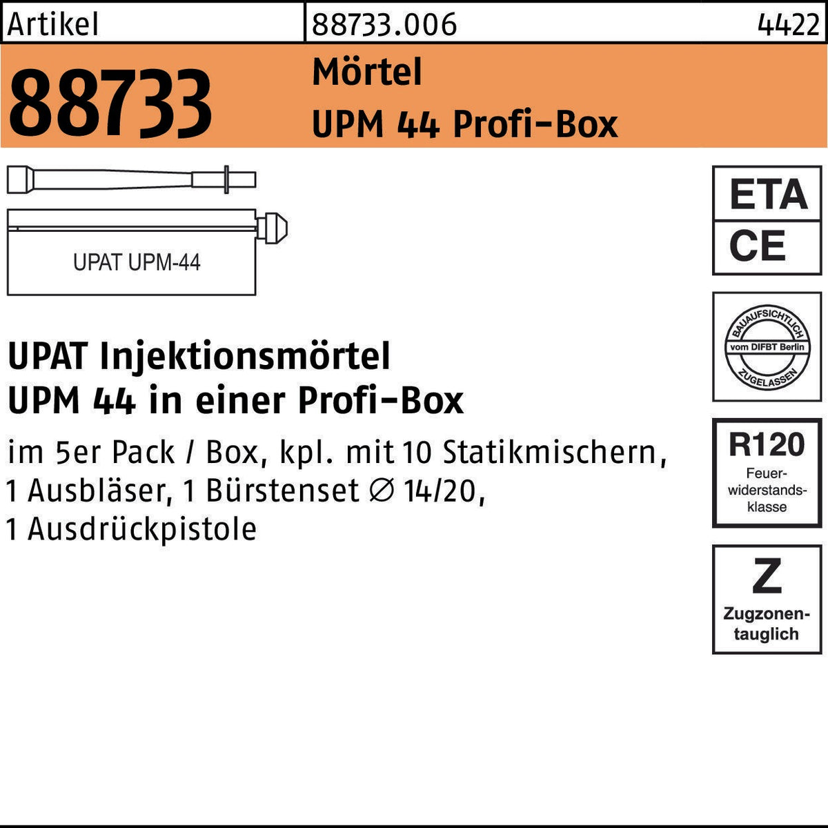 Upat Injektionsmörtel UPM 44-360 Kunstharz 6 Stück Verbundmörtel