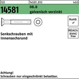 F. REYHER Senkschraube ISO 14581 ISR M4x8 T20 8.8 galvanisch verzinkt 500 Stück