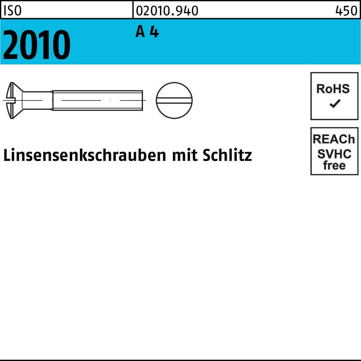 F. REYHER Linsensenkschraube ISO 2010 Schlitz M6x35 A4 – 100 Stück
