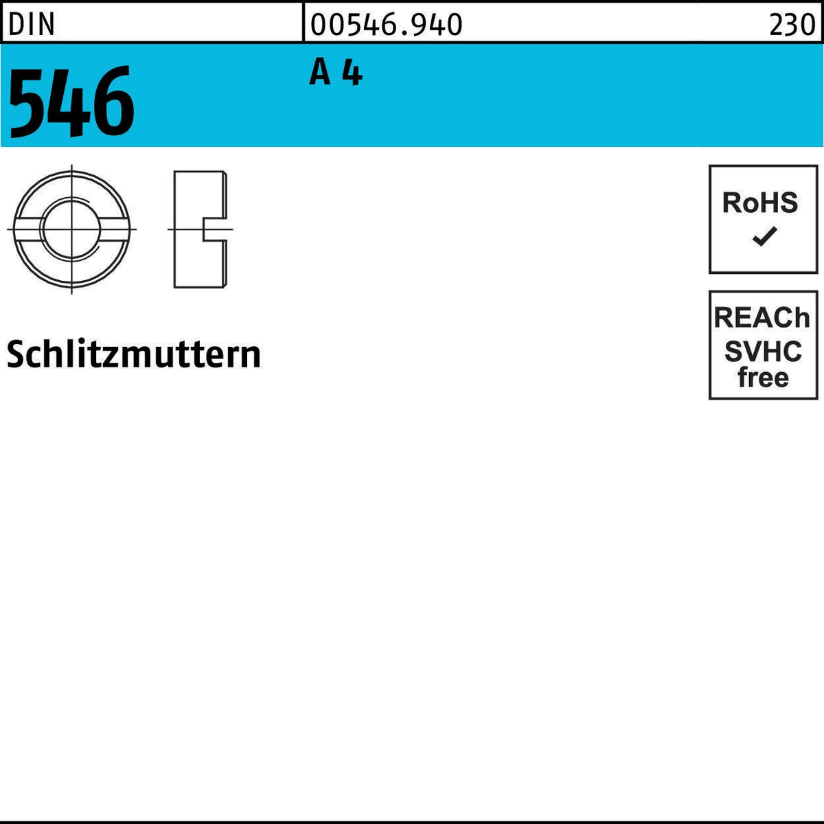 F. REYHER Schlitzmutter DIN 546 M16 Stahl – 50 Stück
