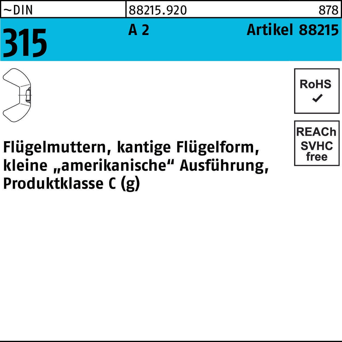 Flügelmutter M3 Stahl verzinkt DIN 315 von REYHER – 500 Stück