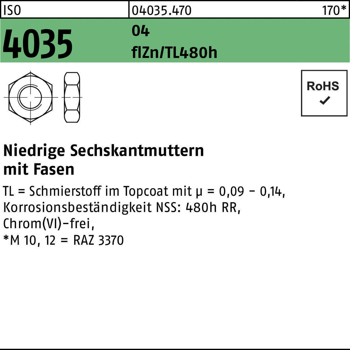 Sechskantmutter ISO 4035 Niedrig M27 Automatenstahl von F. REYHER – 25 Stück