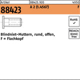 FLAKO Blindnietmutter R 88423 Flachkopf M4 Stahl galvanisch verzinkt 500 Stück