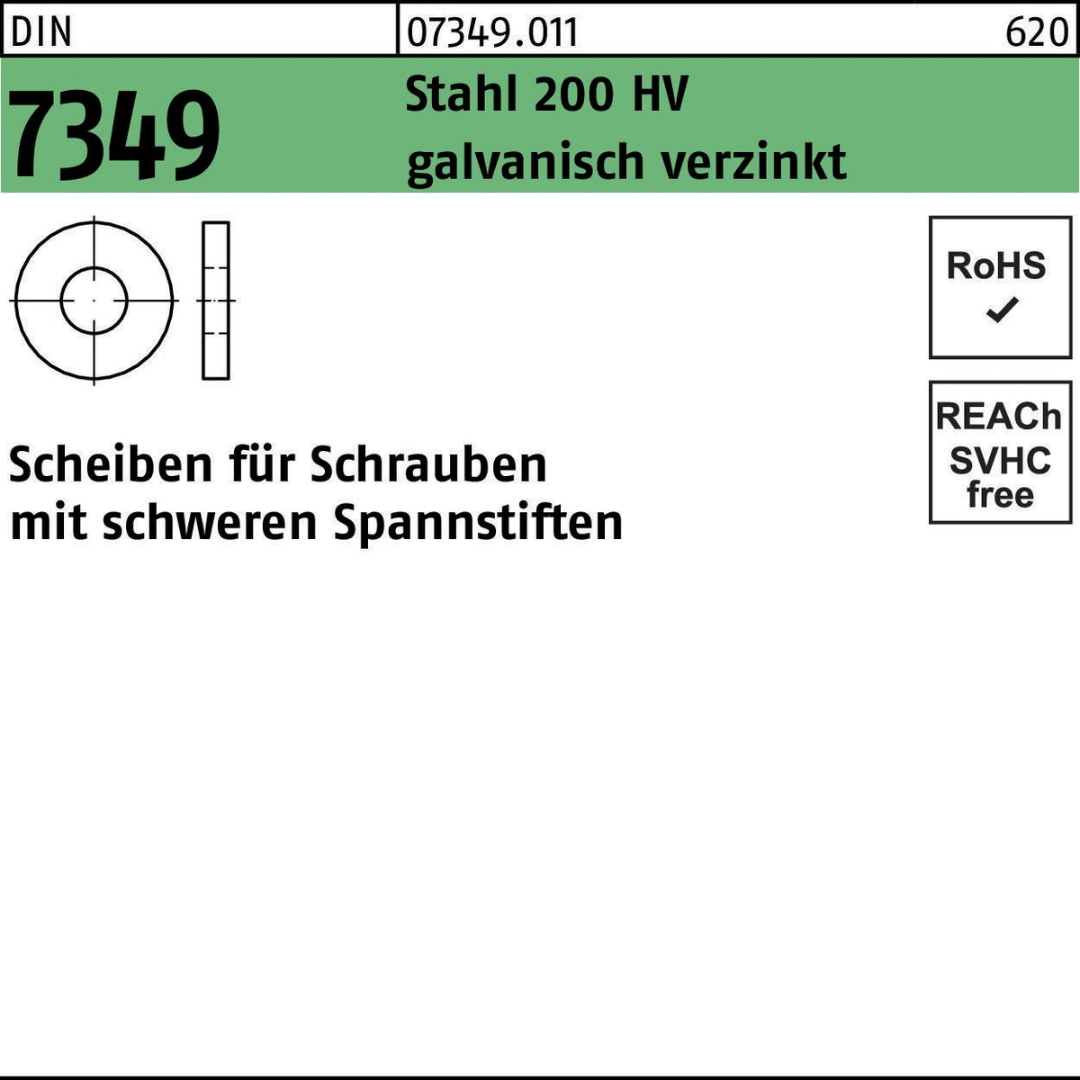 F. REYHER DIN 7349 Scheiben 19x44x8 mm Stahl 100 HV