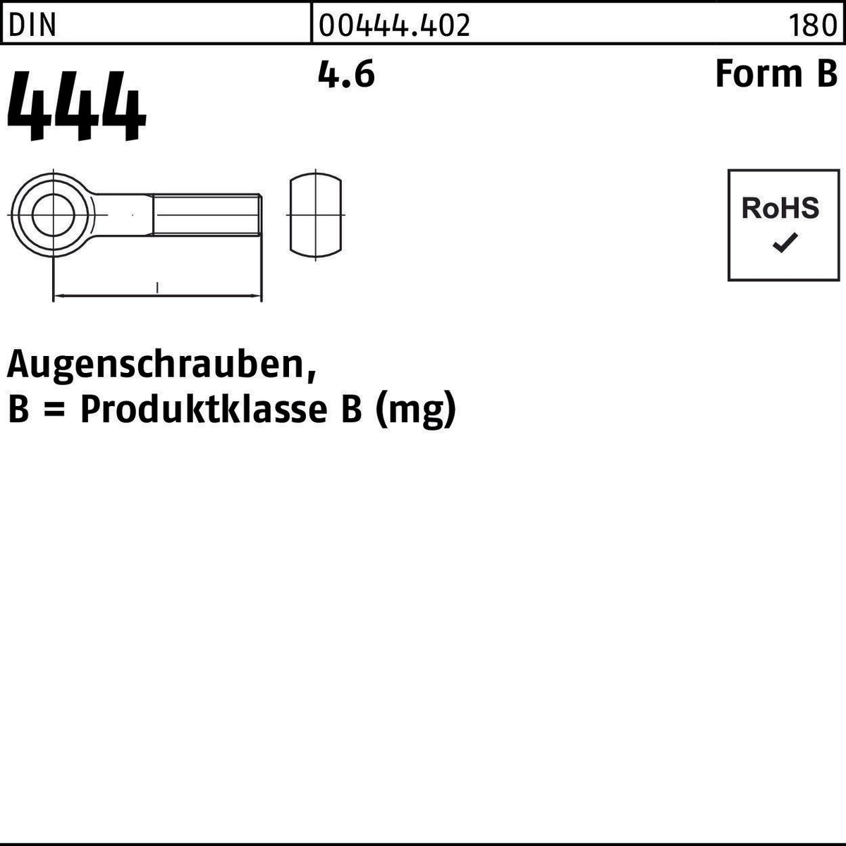 Augenschraube DIN 444 Form B M5 x 25 mm 4.6, 50 Stück von F. REYHER
