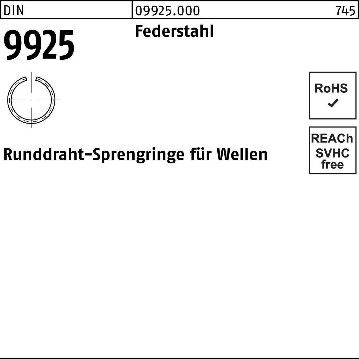 Sprengring DIN 9925 4 mm Federstahl Runddraht 5000 Stück von F. REYHER