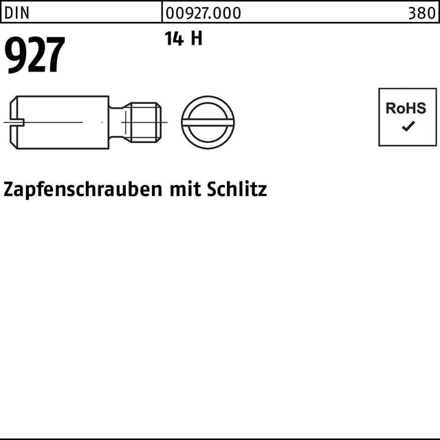 Zapfenschraube DIN 927 Schlitz M3 x 3 mm 14 H von F. REYHER – 100 Stück