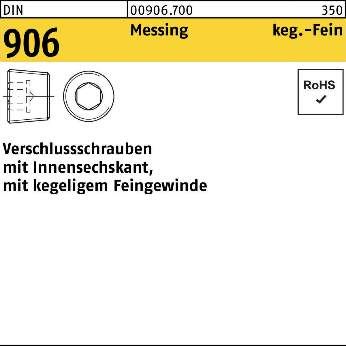 F. REYHER Verschlussschraube DIN 906 M12x1,5 Stahl Innensechskant