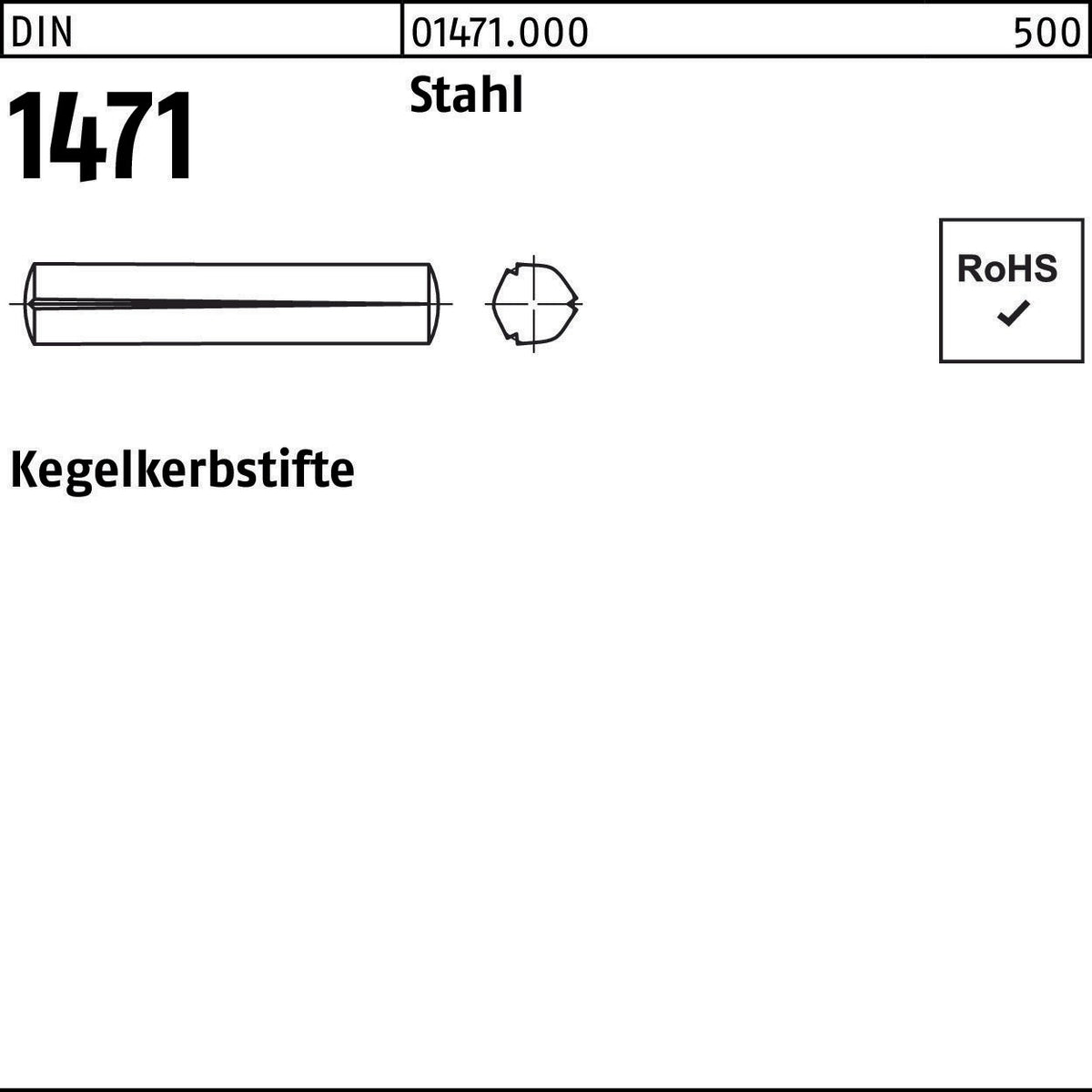 F. REYHER Kegelkerbstift DIN 1471 1,5 x 6 mm Stahl – 250 Stück