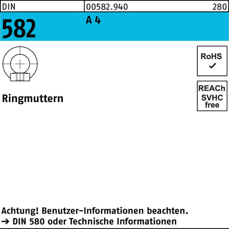 F. REYHER Ringmutter DIN 582 M6 C 15 E – 25 Stück