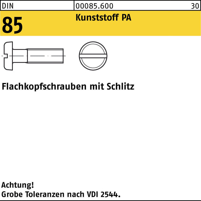 F. REYHER Flachkopfschraube DIN 85 M3x6 aus Polyamid