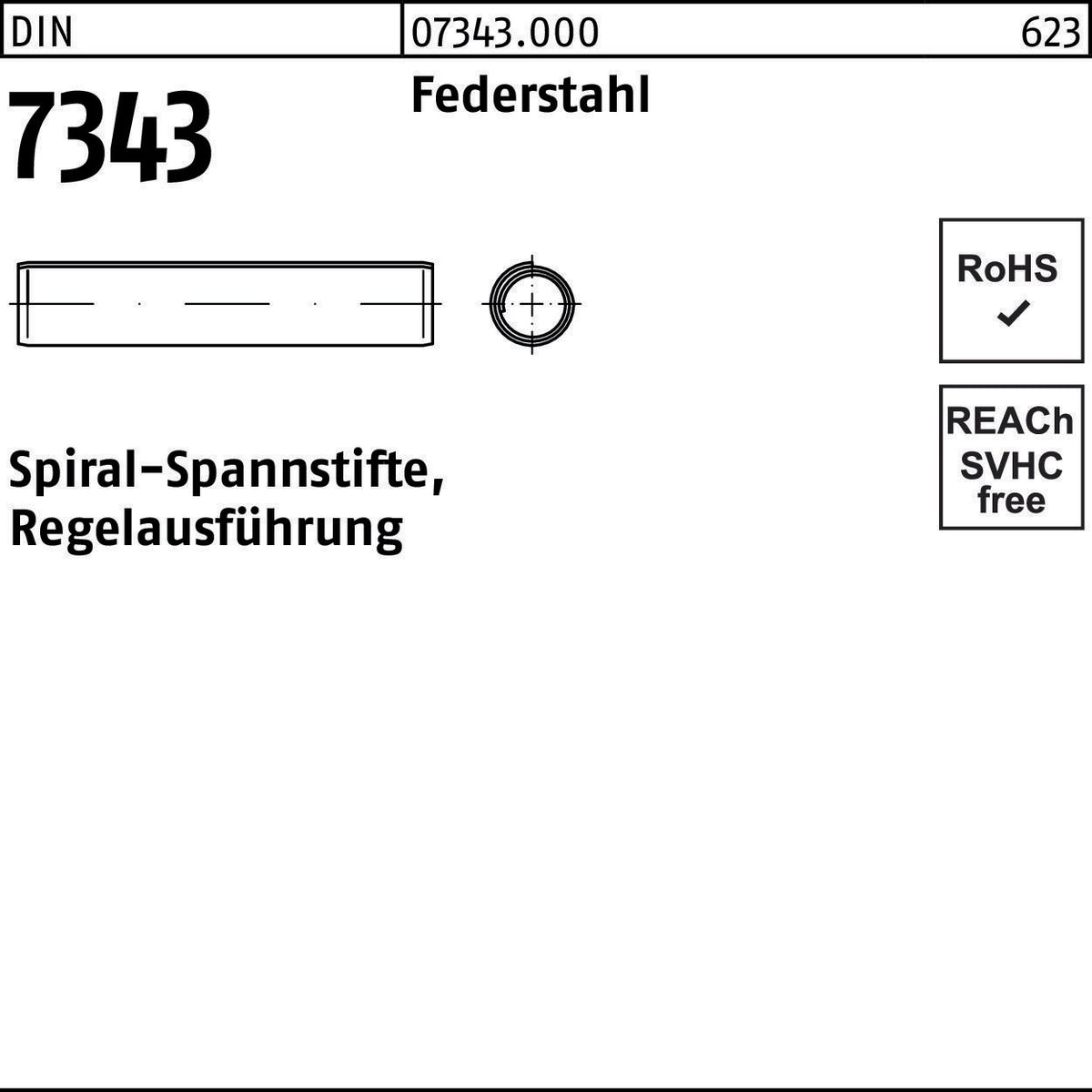 F. REYHER Spiralspannstift DIN 7343 1,5x5 mm Federstahl Regelausführung 1000 Stück