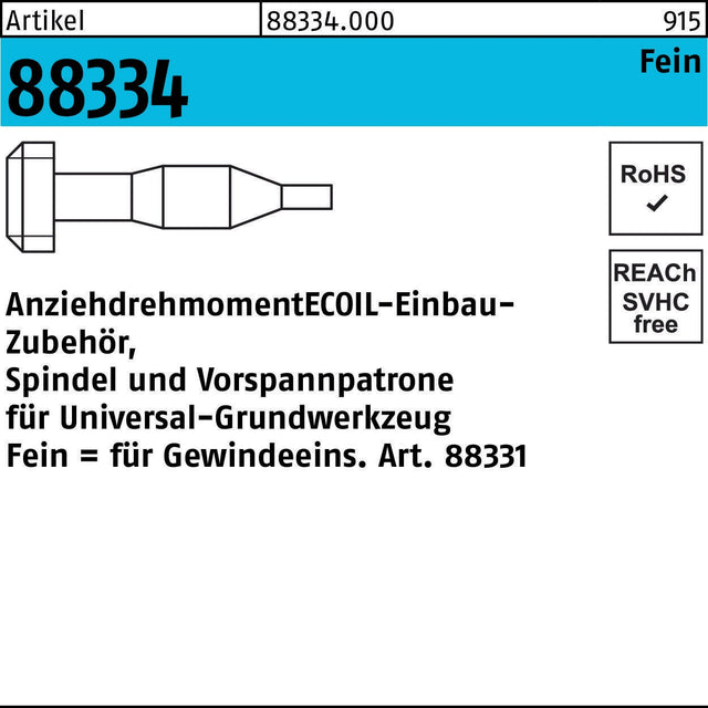 AMECOIL Einbau-Zubehör R 88334 Spindel & Vorspannpatrone M8 x 1 für Universal-Werkzeug