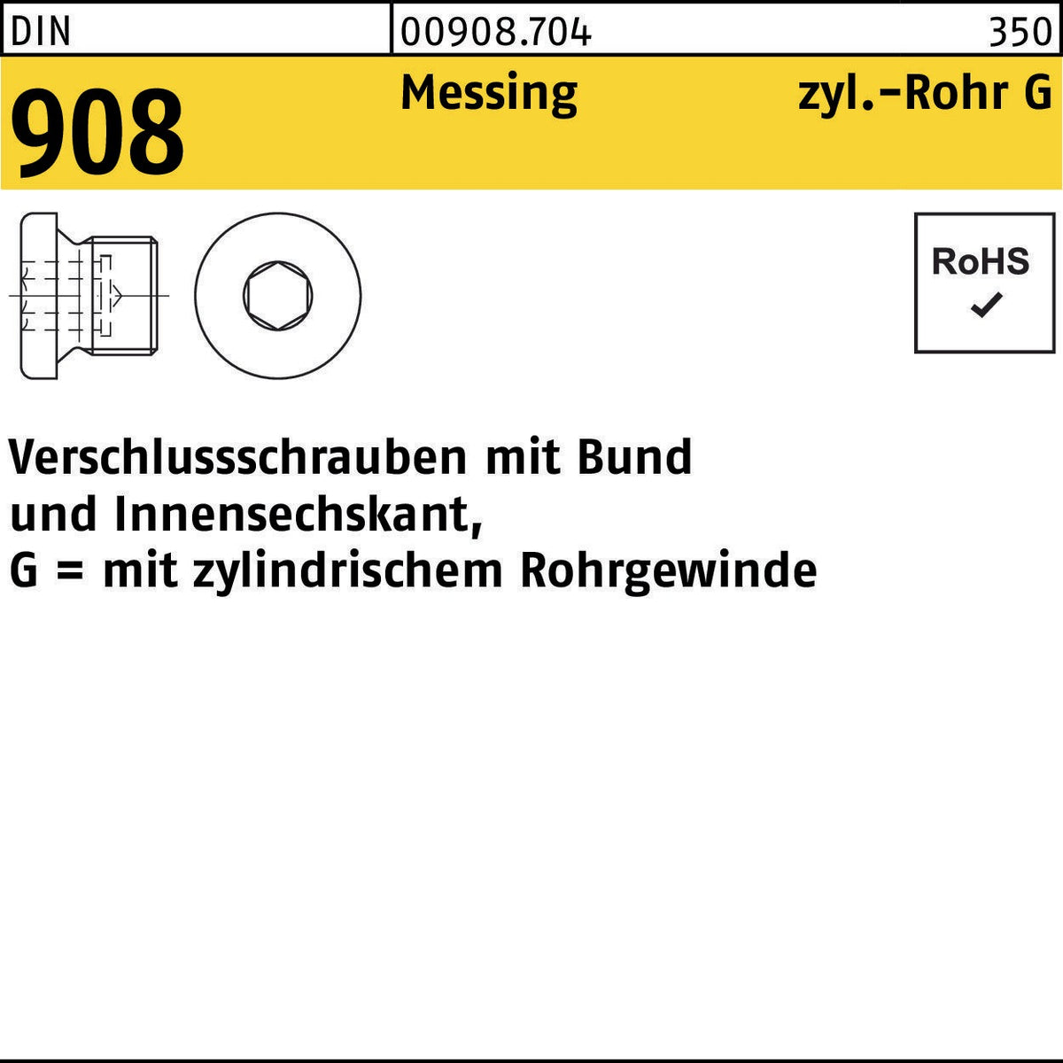 F. REYHER Verschlussschraube DIN 908 mit Bund & Innensechskant G 3/8 A Stahl