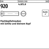 F. REYHER Flachkopfschraube DIN 920 mit Schlitz M3x3, 100 Stück, 4.8/5.8