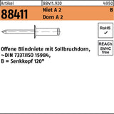 Blindniete R 88411 SEKO 3x6 Stahl verzinkt Senkkopf 120° – 500 Stück