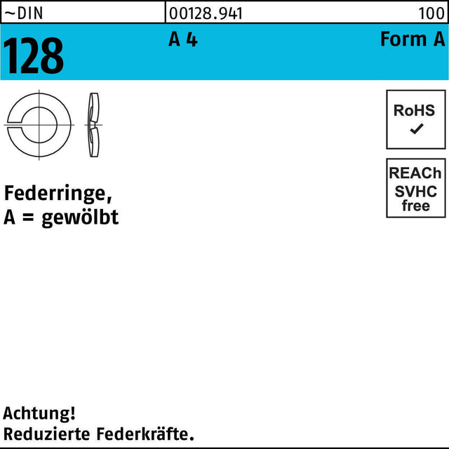 Federring DIN 128 A 27 A 4 von F. REYHER – 10 Stück, Form A gewölbt, Ø 27 mm