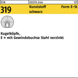 F. REYHER Kugelknopf DIN 319 Form C 16 M4 Kunststoff schwarz