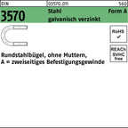galvanisch verzinkt / Rundstahlbügel, ohne Muttern, A = zweiseitiges Befestigungsgewinde / 23 mm