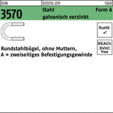 F. REYHER Rundstahlbügel DIN 3570 Form A Ø 23 mm NW 15 Stahl verzinkt 100 Stück