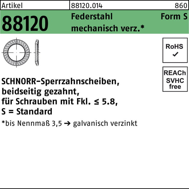 SCHNORR Sperrzahnscheibe R 88120 S12x18x1,1 beidseitig gezahnt