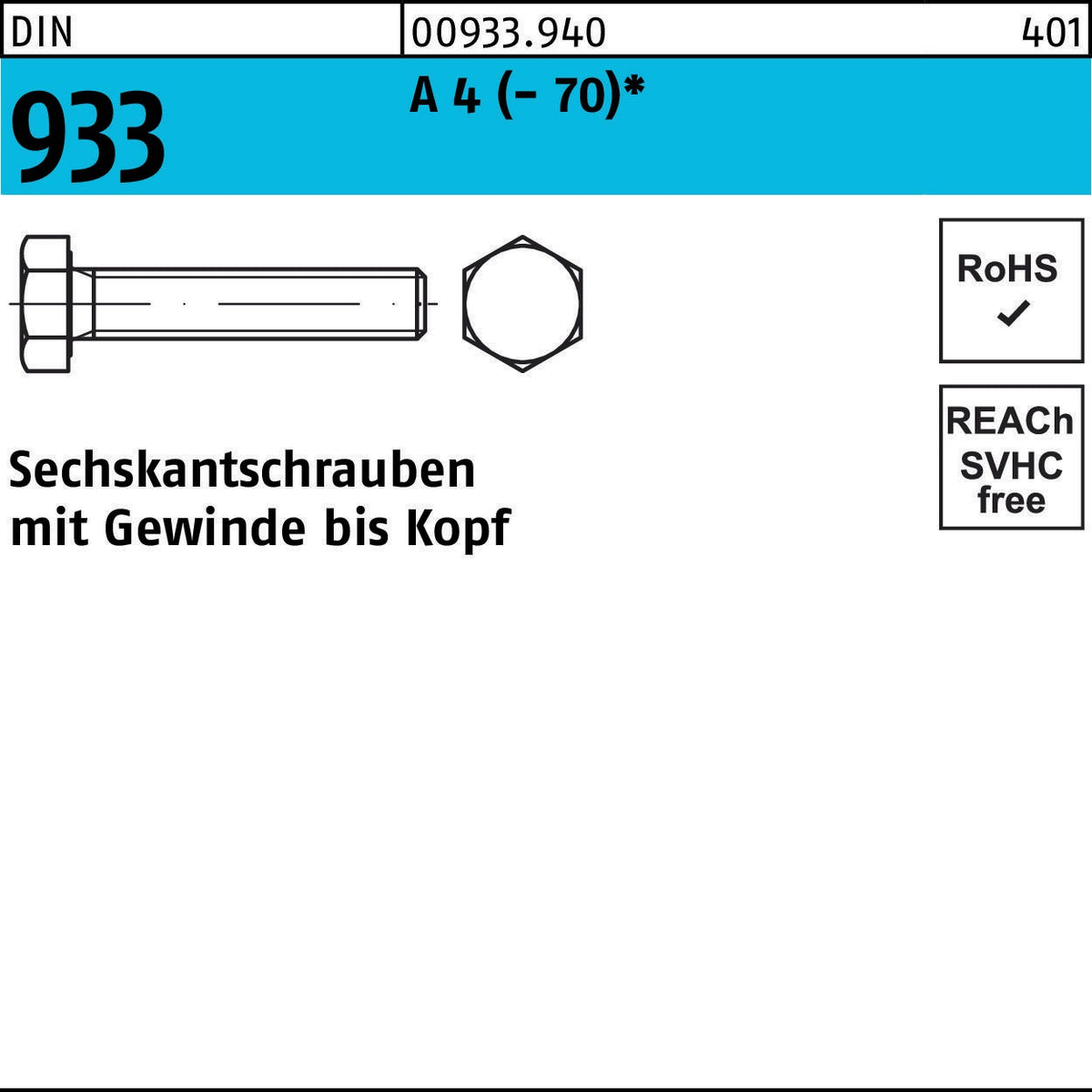 Sechskantschraube DIN 933 VG M3x5 A4-70 von F. REYHER – 100 Stück