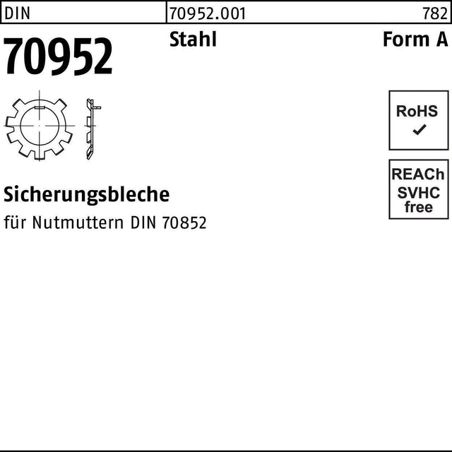F. REYHER Sicherungsblech DIN 70952 A 10 Stahl für Nutmuttern DIN 70852 – 100 Stück