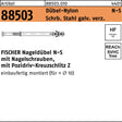 FISCHER Nageldübel N-S 5x30/5 mit Nagelschrauben, 100 Stück, Stahl verzinkt/Nylon