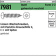 Linsen-Blechschrauben DIN 7981 von REYHER, Pozidriv PZ, Stahl galvanisch verzinkt, 2,2 x 4,5 mm, Form C mit Spitze
