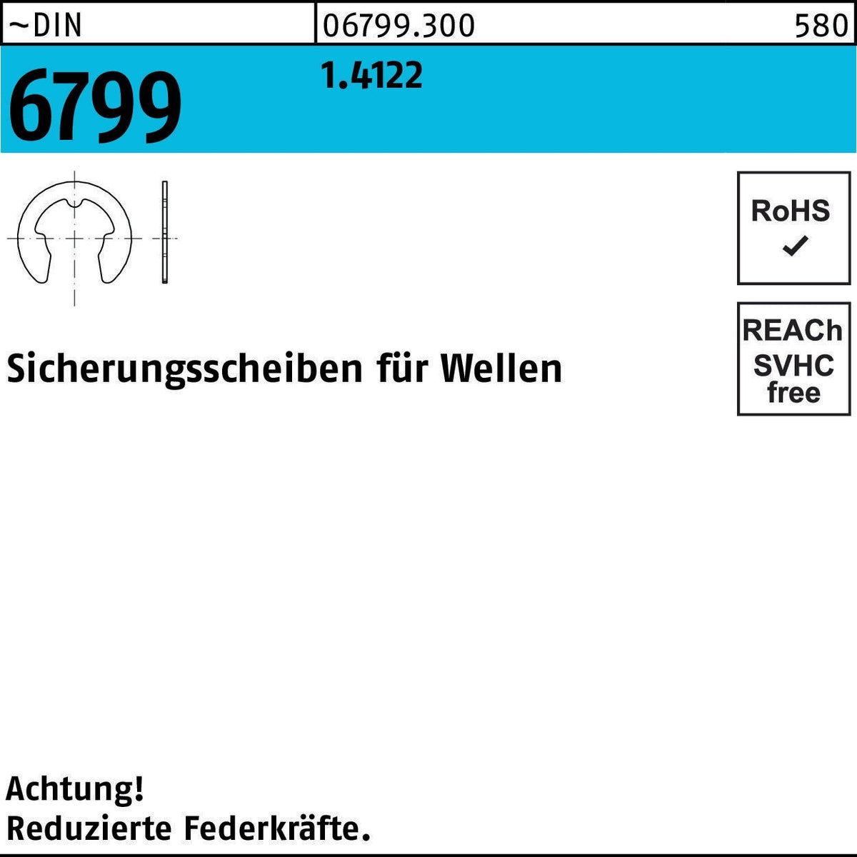 F. REYHER Sicherungsscheibe DIN 6799 für Wellen 1,5 mm 1.4122