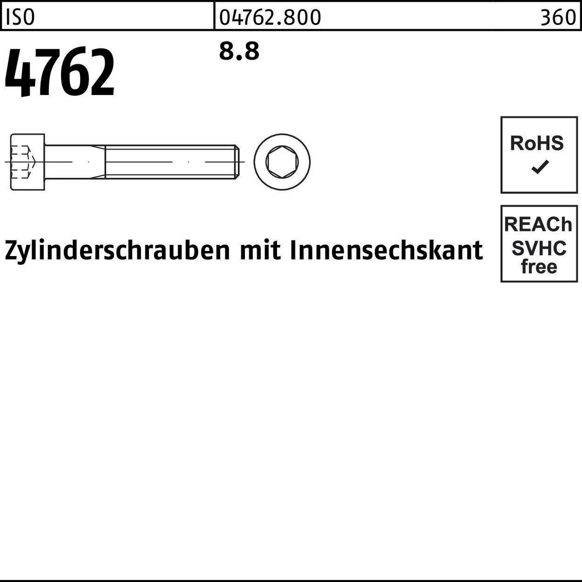 F. REYHER Nchfg. GmbH & Co. KG Zylinderschraube ISO 4762 Innensechskant M4x55 8.8