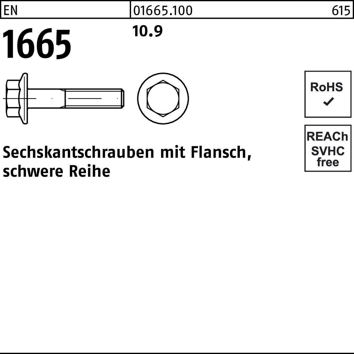 F. REYHER Sechskantschraube EN 1665 mit Flansch M10x35 10.9