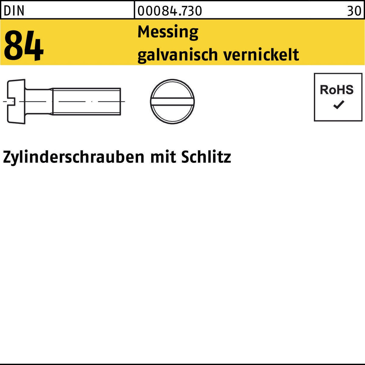 F. REYHER Zylinderschraube DIN 84 M2,5x6 Messing vernickelt 200 Stück