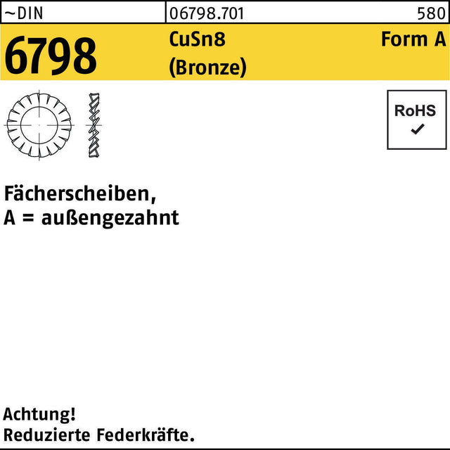 Fächerscheibe DIN 6798 Form A außengezahnt A 5,3 CuSn8 Bronze, 100 Stück von F. REYHER