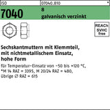 Sechskantmutter ISO 7040 Klemmteil M4 8 galvanisch verzinkt von F. REYHER – 200 Stück