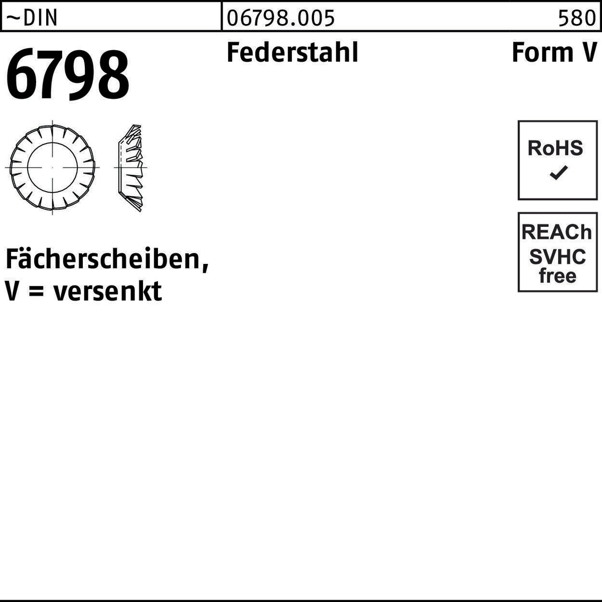 Fächerscheibe DIN 6798 Form V versenkt V 3,2 mm Federstahl 250 Stück von F. REYHER
