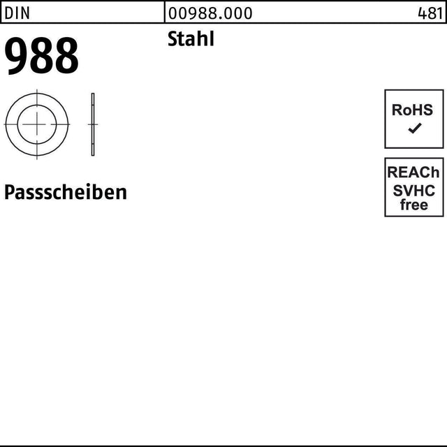 F. REYHER Paßscheibe DIN 988 28x40x0,5 mm Stahl – 100 Stück Passscheiben