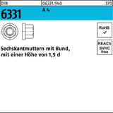 F. REYHER Sechskantmutter DIN 6331 mit Bund M6 SW 10