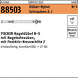 FISCHER Nageldübel N-S 5x30/5 mit Nagelschrauben A2, Nylon-Dübel