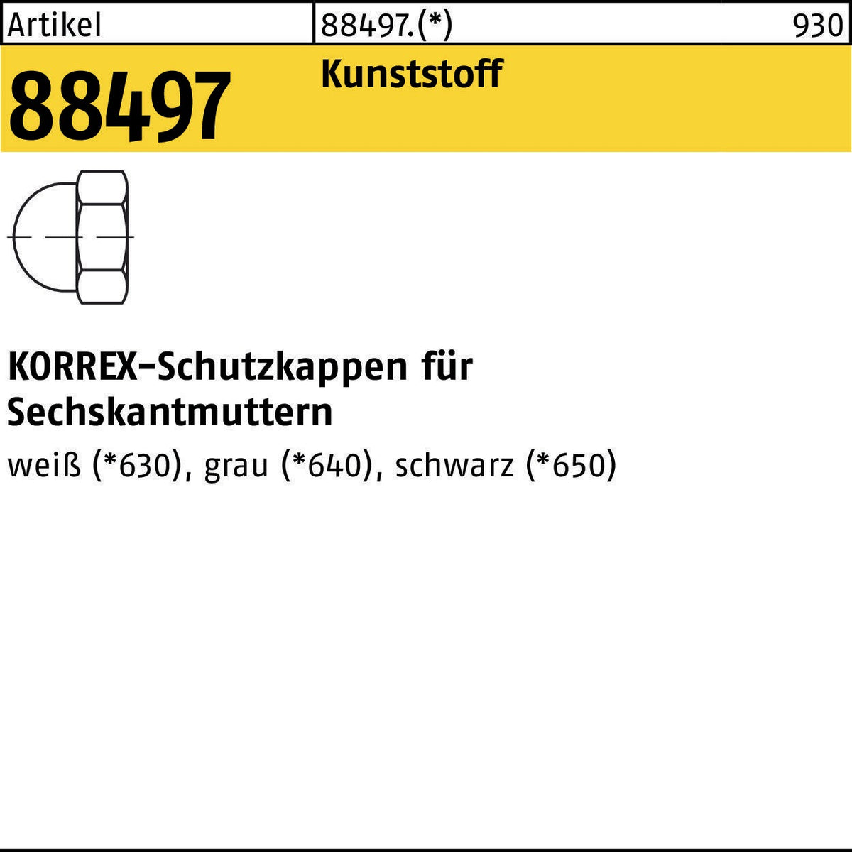 DUBO Schutzkappe R 88497 für Sechskantmuttern M4/SW 7, Kunststoff, Weiß