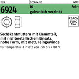 F. REYHER Sechskantmutter DIN 6924 mit Klemmteil M10 galvanisch verzinkt – 100 Stück