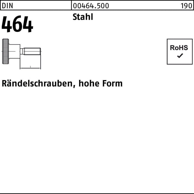 Rändelschraube DIN 464 hohe Form M5 x 25 mm aus Stahl – 25 Stück von F. REYHER