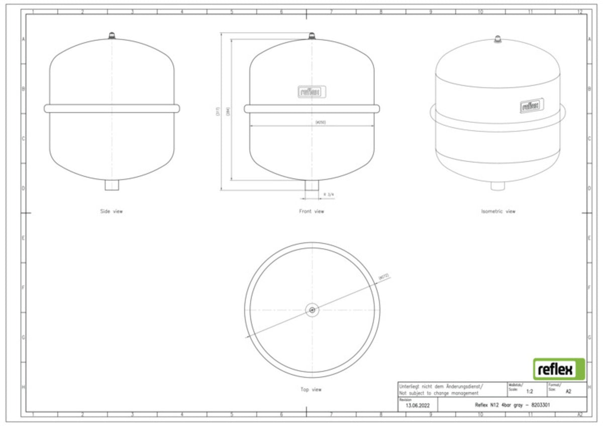 Reflex N 12 Membran-Druckausdehnungsgefäß, grau, 4 bar, 12 Liter