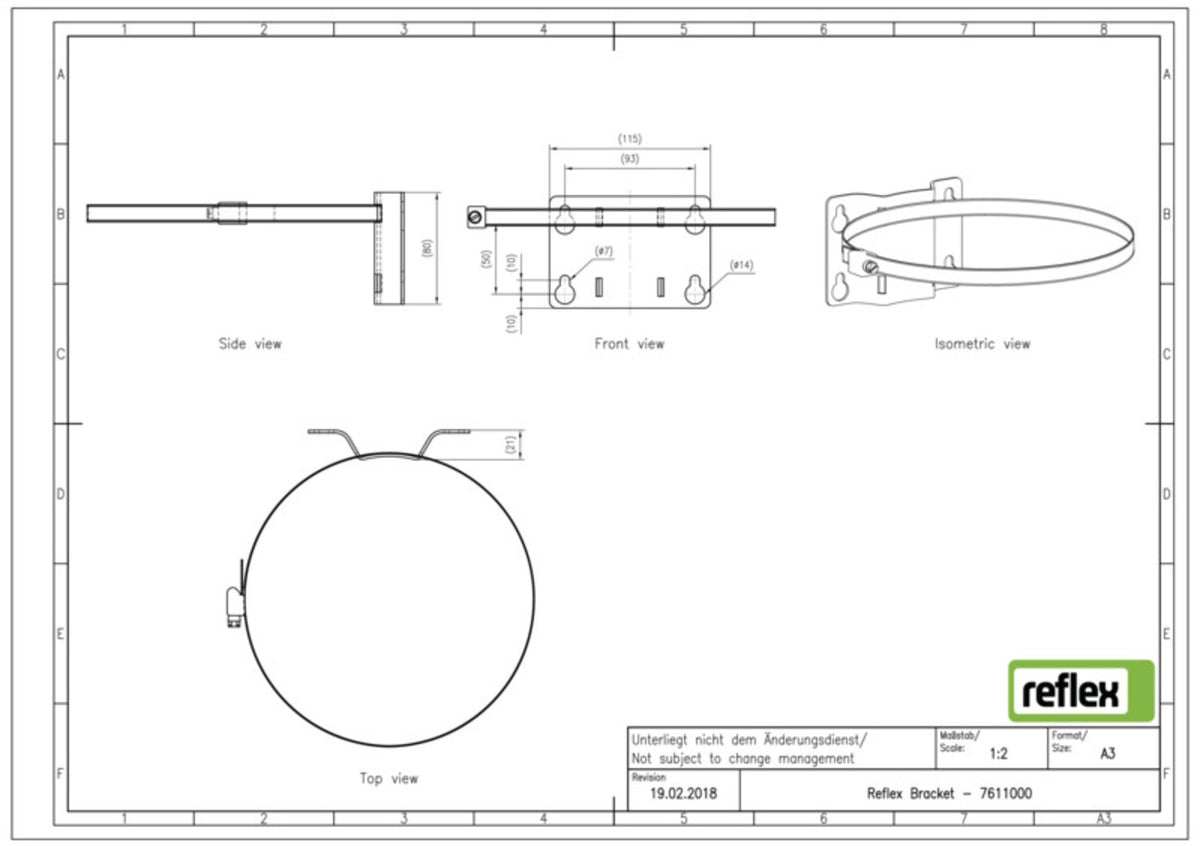 Reflex Wandhalterung mit Spannband für Reflex und Refix 8-25 Liter, vertikal