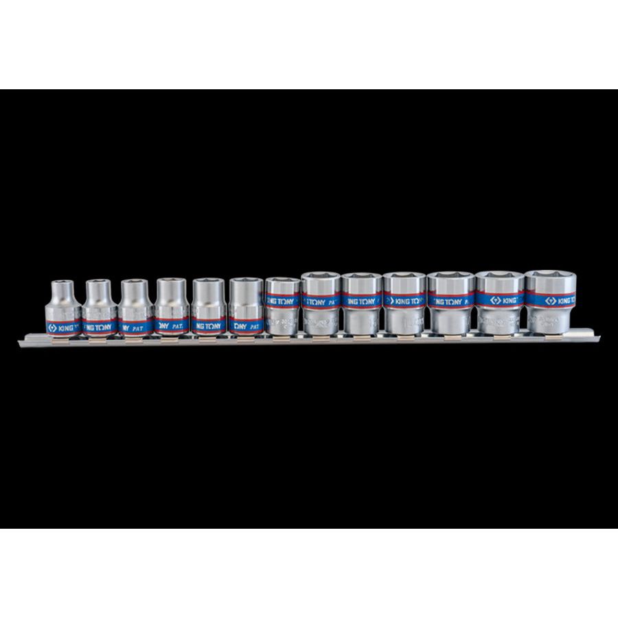KING TONY Profi-Werkzeuge - 3/8" Steckschlüssel-Set, metrisch, Steckleiste - 13 tlg. 3513MR