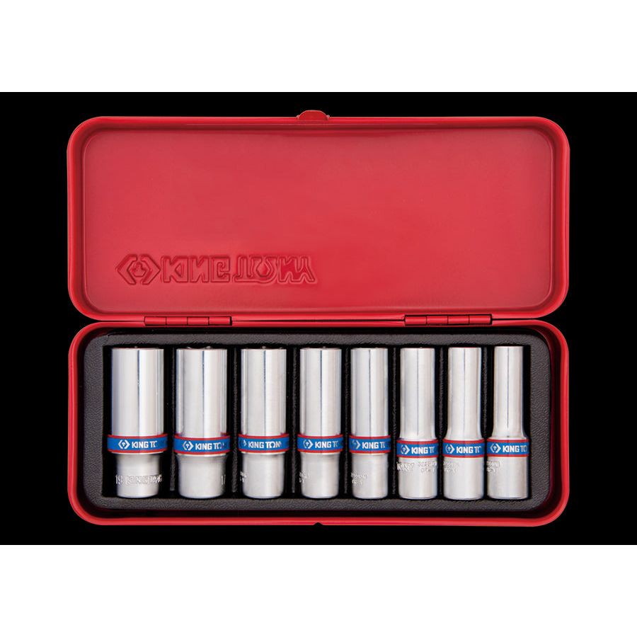 KING TONY Profi-Werkzeuge - 3/8" Steckschlüssel-Set, lang, metrisch - 8 tlg. 3508MR
