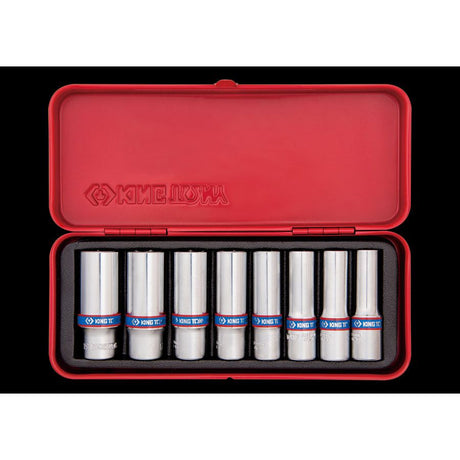 KING TONY Profi-Werkzeuge - 3/8" Steckschlüssel-Set, lang, metrisch - 8 tlg. 3508MR