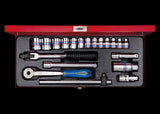 KING TONY Profi-Werkzeuge - 3/8" Steckschlüssel-Set, metrisch, Steckleiste - 20 tlg. 3520MR03