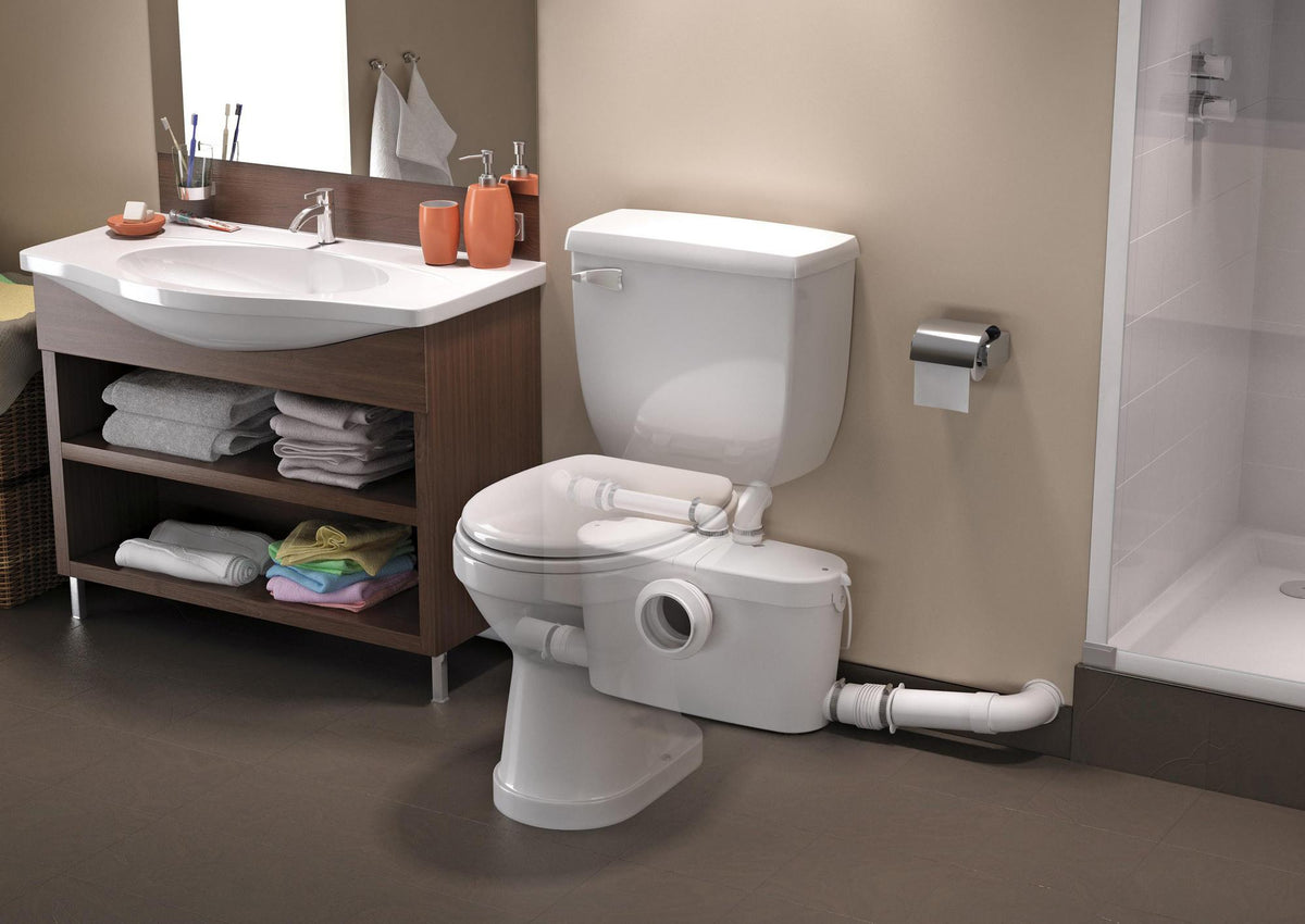 SFA SANIACCESS 3 Fäkalienhebeanlage für WC, Waschbecken, Bidet & Dusche – leiser Betrieb, 4 Einlässe