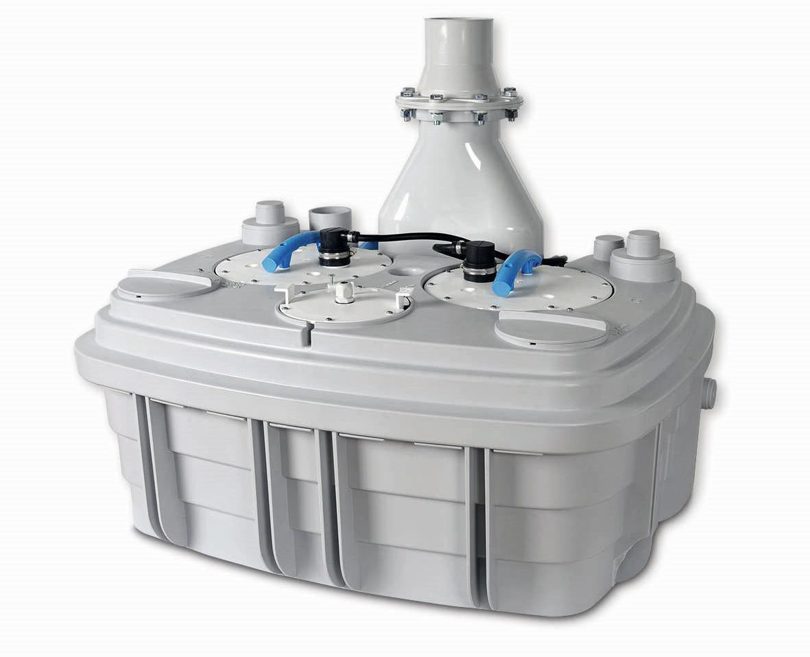 SFA Sanicubic 2VX Smart Doppel-Hebeanlage mit 2 Freistrompumpen & Alarmmodul, IP68